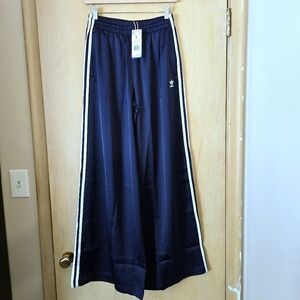 Adidas Adicolor Satin Wide-Leg Track Pants - NWT Night Indigo Size 6